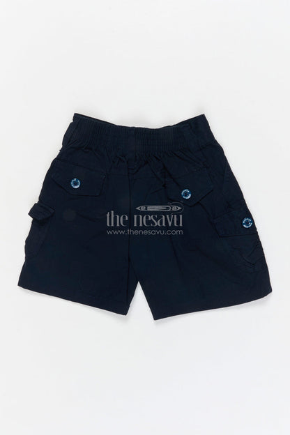The Nesavu Boys Shorts Boys Utility Cotton Shorts for Daily Wear and Casual Play Nesavu 16 (1Y) / Blue / Cotton BWS074A-16 Nesavu boys cotton utility shorts with side pockets – ideal for school and daily wear