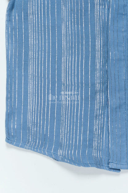 The Nesavu Boys Cotton Shirt Boys Zari Cotton Shirt for Ethnic School Days and Casual Celebrations Nesavu Nesavu boys zari striped cotton shirt ethnic wear festive school events