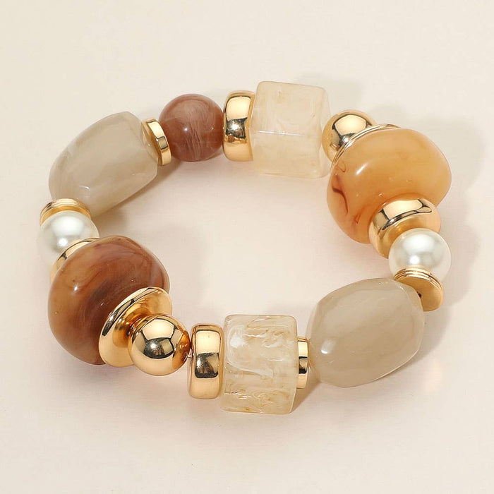 Brown Chunky Resin Pebble Bracelet