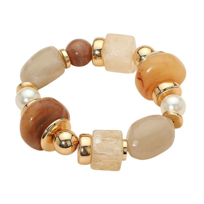 Brown Chunky Resin Pebble Bracelet