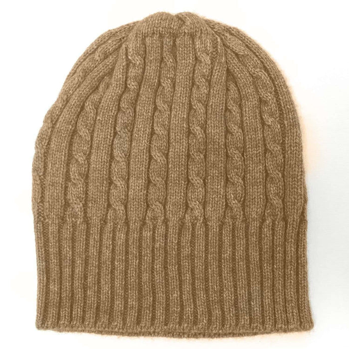Cabled Bison/Silk Knitted Hat Bison Gear The Buffalo Wool Co. Natural