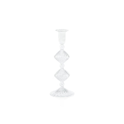 Candeliere Glass Taper Holder - Clear - Taper Holder by Carlyle Avenue