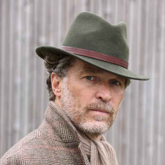 Green Carlyle Heath Fedora For Men
