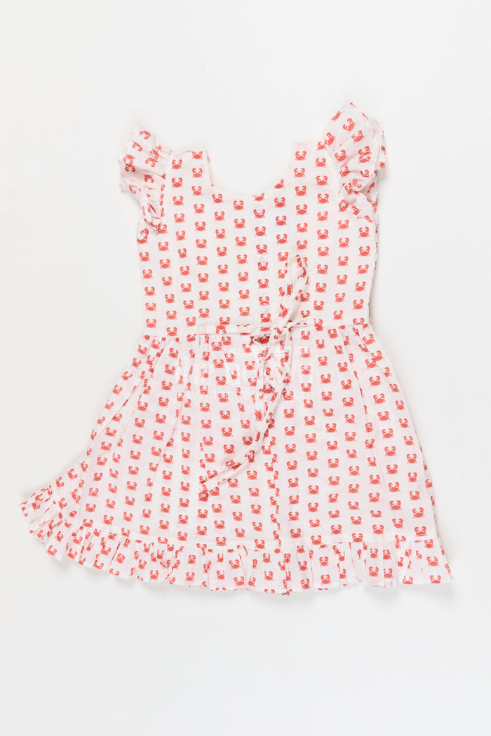 The Nesavu Girls Cotton Frock Casual Cotton Frock for Girls for Everyday Wear and Travel Nesavu Nesavu cotton frock for toddler girls with fun digital print and ruffle trim for everyday use