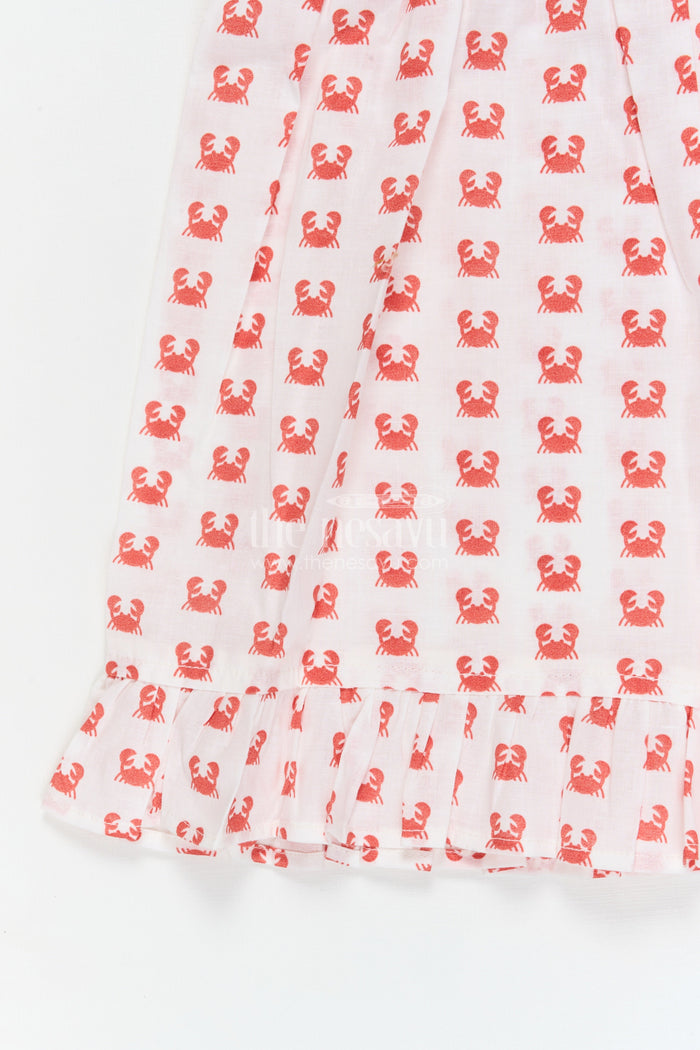 The Nesavu Girls Cotton Frock Casual Cotton Frock for Girls for Everyday Wear and Travel Nesavu Nesavu cotton frock for toddler girls with fun digital print and ruffle trim for everyday use