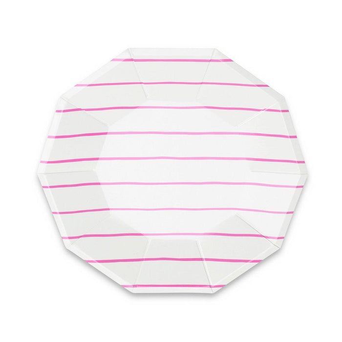 Cerise Frenchie Striped Large Plates