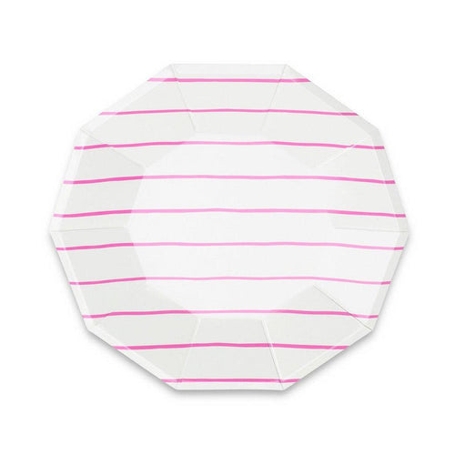 Cerise Frenchie Striped Large Plates