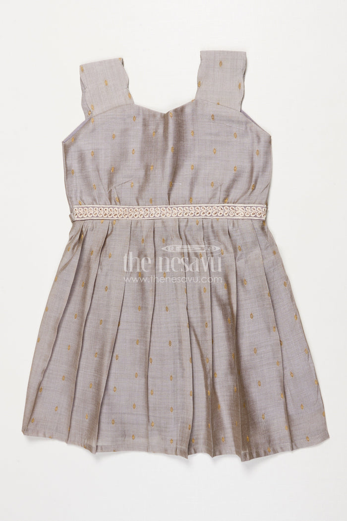 The Nesavu Girls Chanderi Frock Chanderi Frock for Toddler Girls for School Ethnic Day and Family Events Nesavu 18 (2Y) / Gray SF991AA-18 Nesavu chanderi frock for toddler girls perfect for school ethnic day and cultural events
