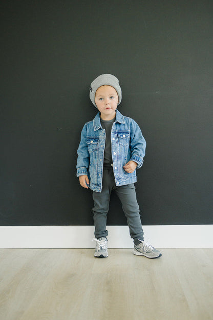 Charcoal Organic Cotton Ribbed Pocket Set