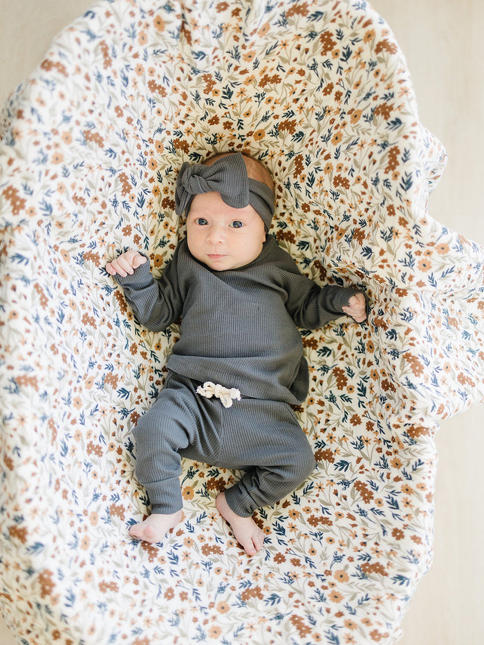 Charcoal Organic Cotton Ribbed Pocket Set