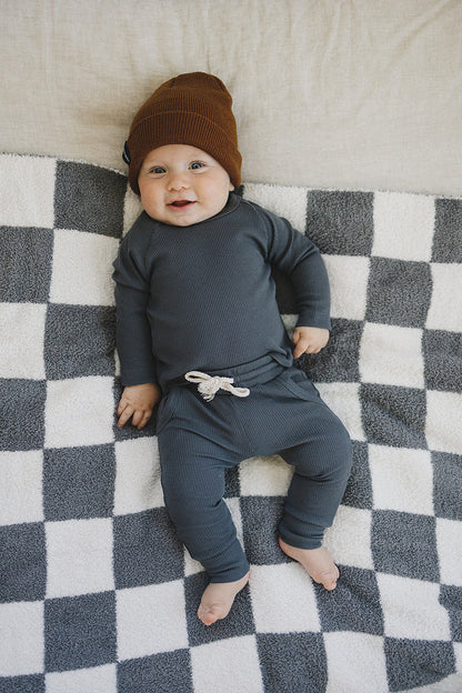 Charcoal Organic Cotton Ribbed Pocket Set