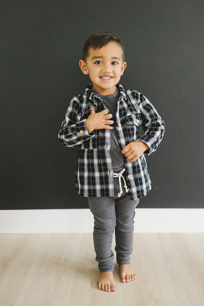 Charcoal Organic Cotton Ribbed Pocket Set