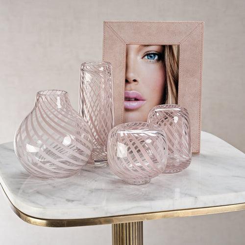 Claire Clear Bud Vases with Blush Swirl - Vases by Carlyle Avenue