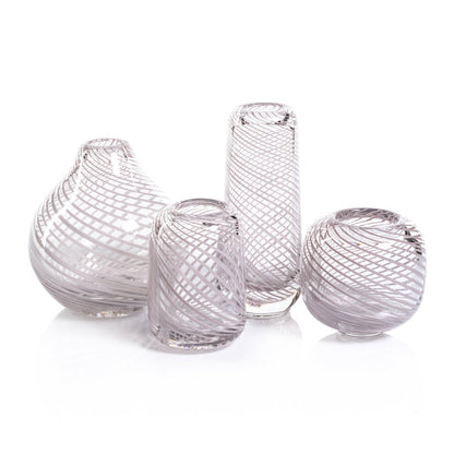 Claire Clear Bud Vases with Blush Swirl - Vases by Carlyle Avenue