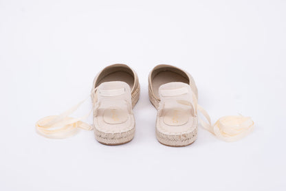 Back view of Clara Espadrilles, A gold womens shoe available in larger European sizes 424-46