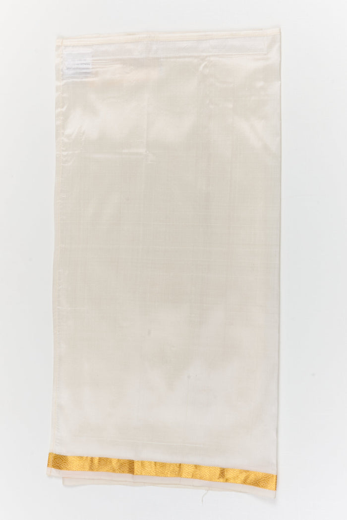 The Nesavu Pure Silk Vesti Classic Silk Dhoti for Toddlers for Ethnic Celebrations Nesavu 18 (2Y) / White / Pure Silk D065B-18 Nesavu toddler silk dhoti for boys for naming ceremonies, festive poojas and cultural milestones