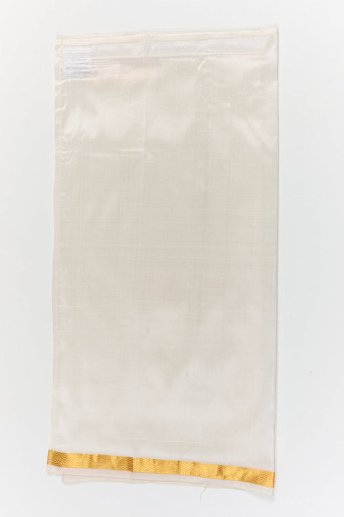 The Nesavu Pure Silk Vesti Classic Silk Dhoti for Toddlers for Ethnic Celebrations Nesavu 18 (2Y) / White / Pure Silk D065B-18 Nesavu toddler silk dhoti for boys for naming ceremonies, festive poojas and cultural milestones