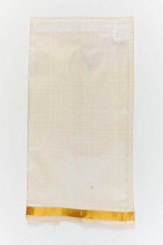The Nesavu Pure Silk Vesti Classic Silk Veshti for Kids for Temple Visits and Family Rituals Nesavu 16 (1Y) / White / Pure Silk D084B-16 Nesavu classic silk veshti for kids – traditional outfit for temple visits, rituals, and ethnic functions