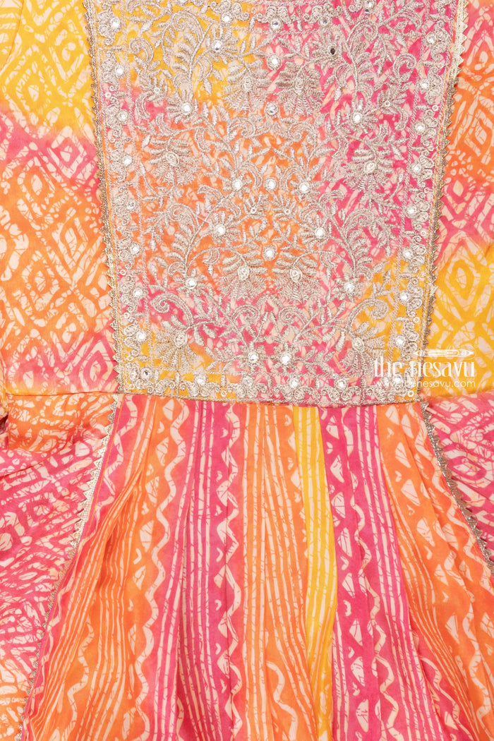 The Nesavu Girls Sharara / Plazo set Classy Sequin Pleated Brown Kurti & Sharara: Traditional Flair for Girls Nesavu Kurti With Sharara Set Online | Stylish Dresses for Girls | the Nesavu