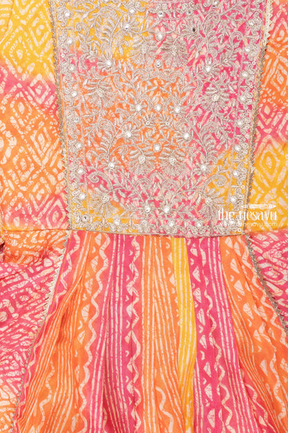 The Nesavu Girls Sharara / Plazo set Classy Sequin Pleated Brown Kurti & Sharara: Traditional Flair for Girls Nesavu Kurti With Sharara Set Online | Stylish Dresses for Girls | the Nesavu