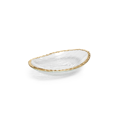 Clear Textured Bowl w/Jagged Gold Rim - Serveware by Carlyle Avenue