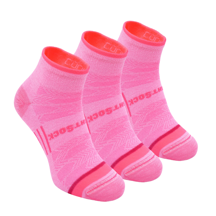 CoolMesh two style, Quarter height, Strawberry Pink socks, three pair pack.