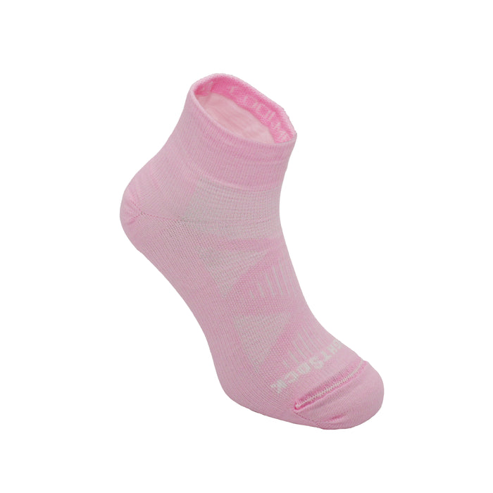 CoolMesh two Cushion style, Quarter height, light pink sock with white accents.