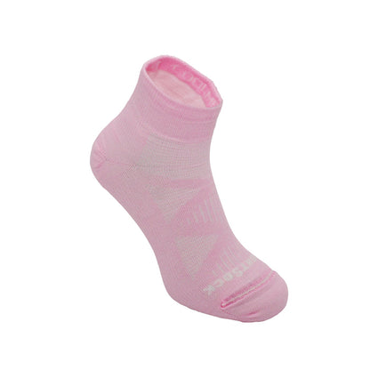 CoolMesh two Cushion style, Quarter height, light pink sock with white accents.
