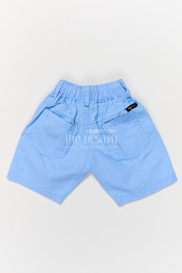 The Nesavu Boys Shorts Cotton Boys Shorts with Game Time Print and Football Patch Nesavu Sporty cotton boys shorts with football patch and GAME TIME print
