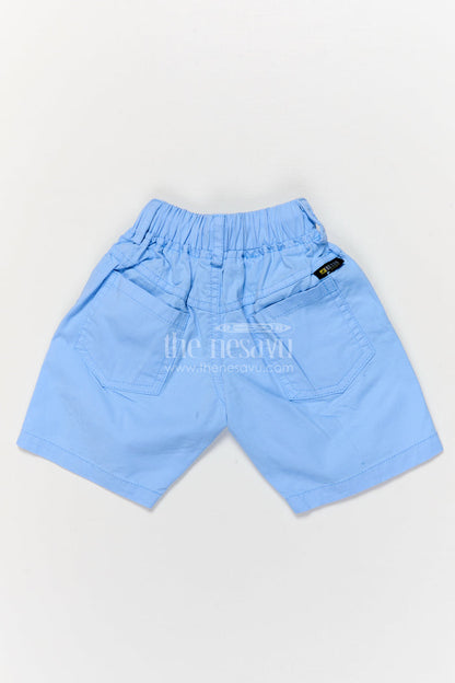 The Nesavu Boys Shorts Cotton Boys Shorts with Game Time Print and Football Patch Nesavu Sporty cotton boys shorts with football patch and GAME TIME print