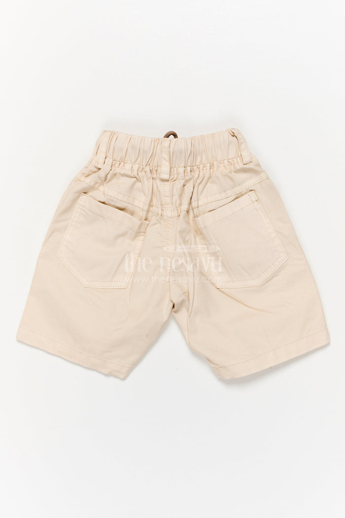 The Nesavu Boys Shorts Cotton Boys Shorts with Sporty Football Patch and Game Time Print Nesavu Boys cotton shorts with football patch and GAME TIME text for sporty kids