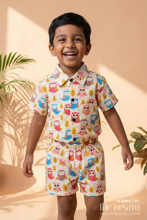 The Nesavu Boys Casual Set Cotton Casual Wear Set for Toddler Boys with Digital Print Nesavu 16 (1Y) / Multicolor BCS545A-16 Nesavu toddler boys cotton casual set with vibrant digital print for everyday comfort