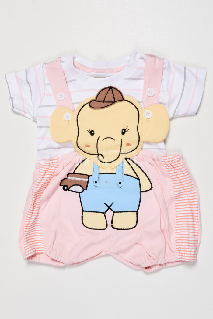 The Nesavu Baby Dungarees Cotton Dungaree Set for Baby Girls with Embroidery for Play and Comfort Nesavu 14 (6M) / Peach BCS516B-14 Nesavu baby girl cotton dungaree set embroidery  ideal daily comfort casual play