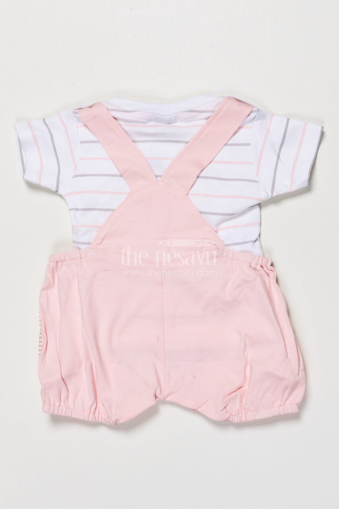 The Nesavu Baby Dungarees Cotton Dungaree Set for Baby Girls with Embroidery for Play and Comfort Nesavu Nesavu baby girl cotton dungaree set embroidery  ideal daily comfort casual play