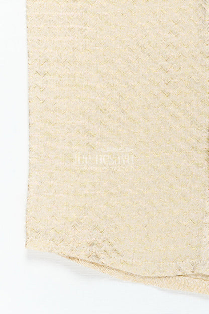 The Nesavu Boys Silk Shirt Cotton Festive Shirt for Boys in Gold Silk Blend with Mandarin Collar and Subtle Pattern Detail Nesavu Nesavu Boys Cotton Festive Shirt Silk Blend Mandarin Collar Subtle Woven Design