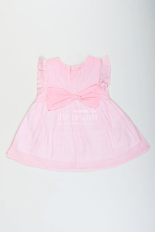 The Nesavu Girls Cotton Frock Cotton Frock for Baby Girls with Bow Design for Everyday Twirls and Outings Nesavu 10 (NB) / Pink GFC1924B-10 Nesavu baby girl cotton frock ruffles bow  ideal birthdays playdates daily outings