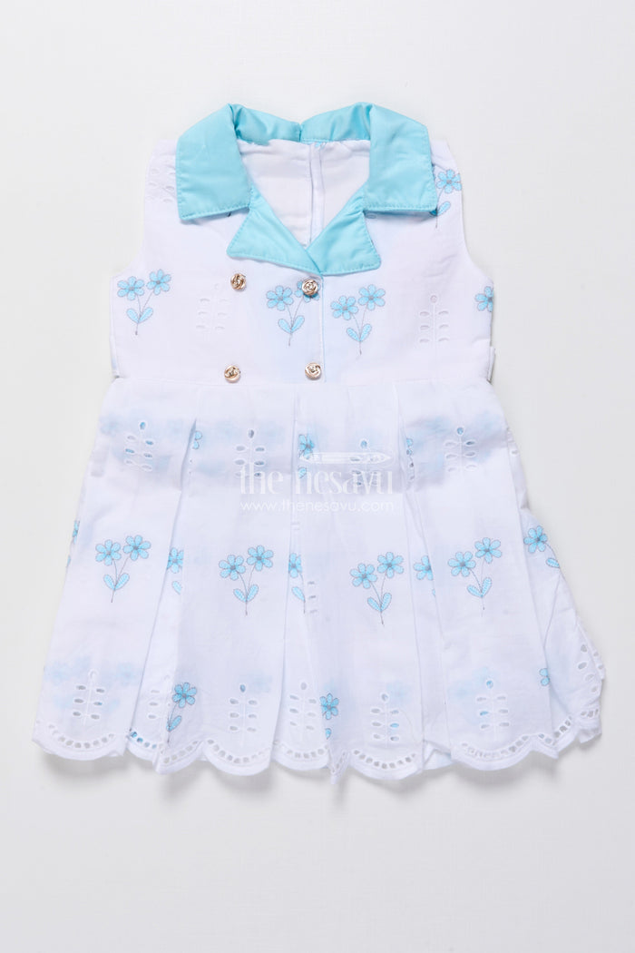 The Nesavu Girls Cotton Frock Cotton Frock for Baby Girls with Embroidery for Summer Outings and Playdates Nesavu 16 (1Y) / Blue GFC1797B-16 Nesavu baby girl cotton frock hakoba embroidery playdates summer comfort