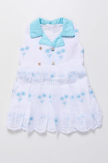 The Nesavu Girls Cotton Frock Cotton Frock for Baby Girls with Embroidery for Summer Outings and Playdates Nesavu 16 (1Y) / Blue GFC1797B-16 Nesavu baby girl cotton frock hakoba embroidery playdates summer comfort