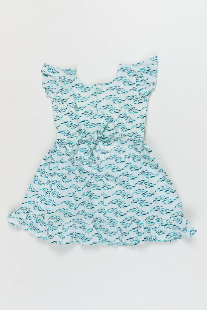 The Nesavu Girls Cotton Frock Cotton Frock for Girls for Summer Outings and Casual Play Nesavu Nesavu cotton frock for girls with printed design and ruffle sleeves for summer outings