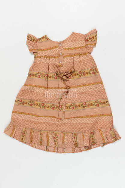 The Nesavu Girls Cotton Frock Cotton Frock for Toddler Girls for Casual Celebrations and Family Get-togethers Nesavu Nesavu cotton frock with traditional print and lace for toddler girls' festive casual wear