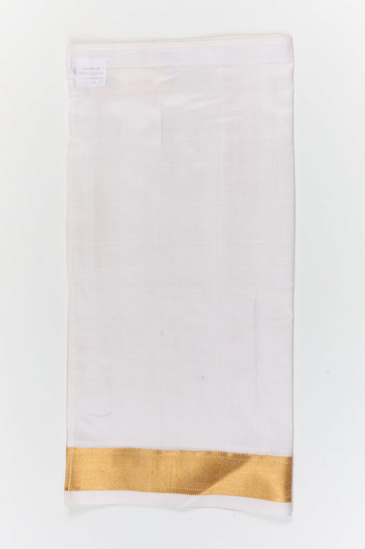 The Nesavu Pure Silk Vesti Cultural Silk Dhoti for Boys for Traditional Celebrations and School Events Nesavu 16 (1Y) / White / Pure Silk D082B-16 Nesavu cultural silk dhoti for boys – traditional wear for school ethnic day, festivals, and family functions