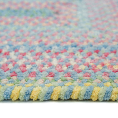 Cutting Garden Blue Bell Braided Rug Concentric Rectangle image