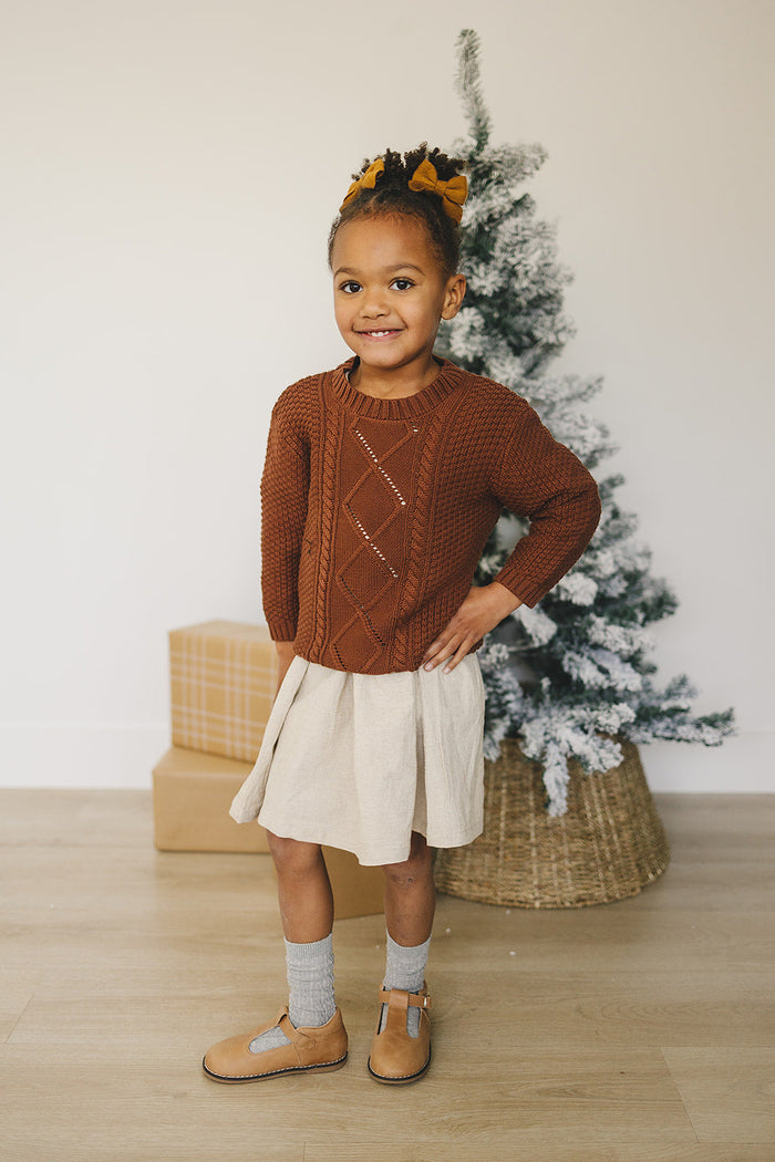 Dark Rust Cable Knit Sweater