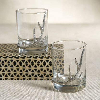 Davos Glassware with Pewter Antler Collection - Glassware by Carlyle Avenue