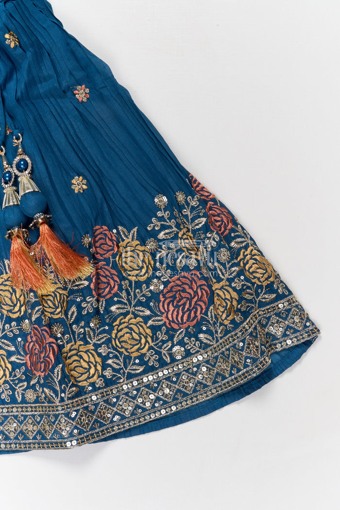The Nesavu Girls Ethnic Lehenga Designer Lehenga for Girls for Weddings and Festive Occasions Nesavu Nesavu designer lehenga for girls with floral embroidery and dupatta – perfect for weddings and festivals