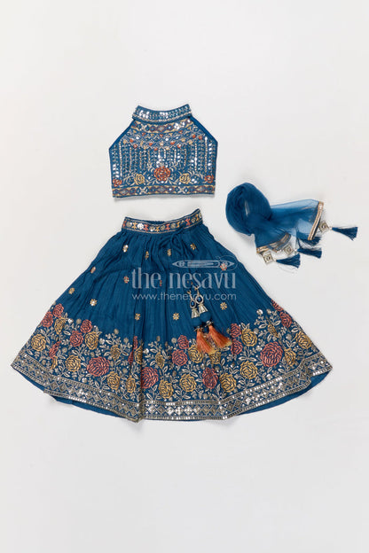 The Nesavu Girls Ethnic Lehenga Designer Lehenga for Girls for Weddings and Festive Occasions Nesavu Nesavu designer lehenga for girls with floral embroidery and dupatta – perfect for weddings and festivals