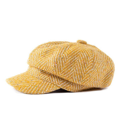 Donegal Herringbone Baker Boy Cap in Yellow | Heritage Traditions