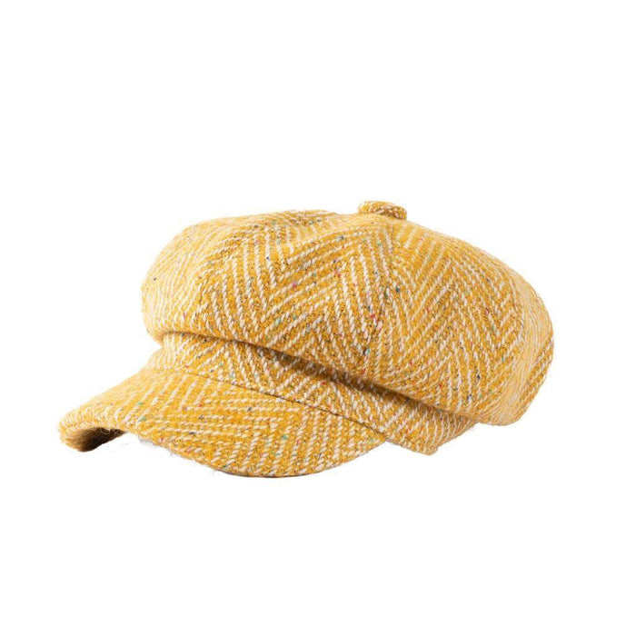 Donegal Herringbone Baker Boy Cap in Yellow | Heritage Traditions