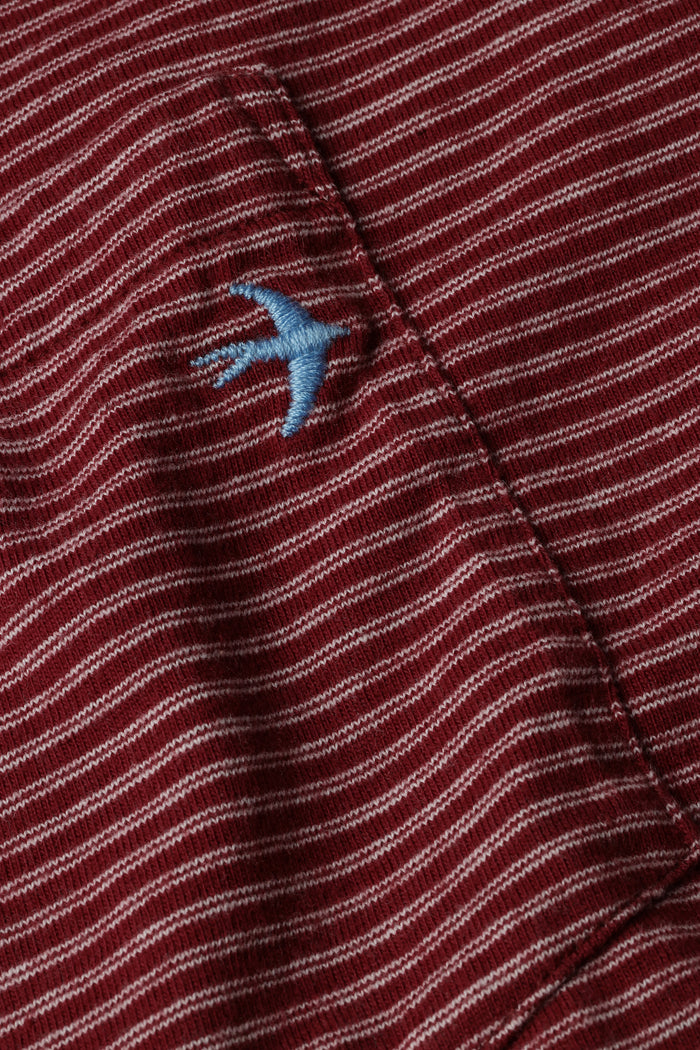 Double Feedstripe Tee - Burgundy / White