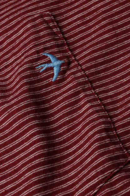 Double Feedstripe Tee - Burgundy / White